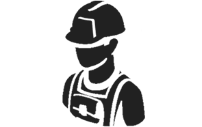 icon of worker black in graphic