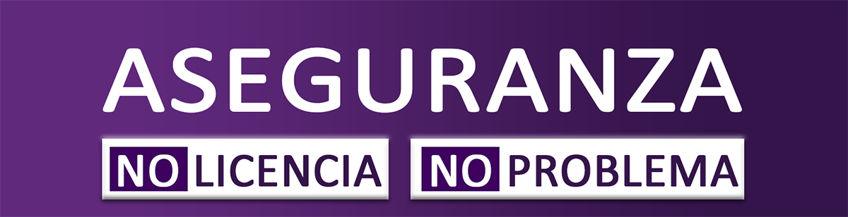 purple logo no licencia no problema white letters seperate buttons
